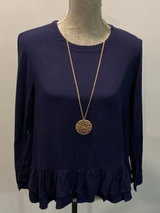 Rodebjer Lindy Blue Pablum Frill Long Sleeve Ruffle Tunic - Picture 5 of 13